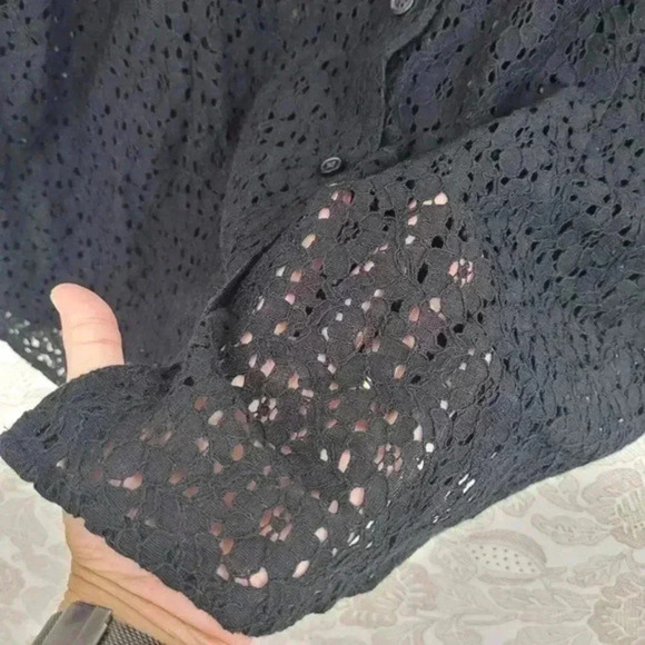 NWT Van Heusen Studio Womens Black Eyelet‎ Lace Button-Down Shirt XX-Large - Picture 7 of 9